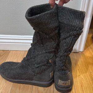 Gray knitted UGG Australia boots